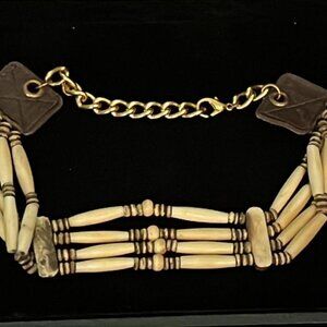 Off White Bead Choker Necklace